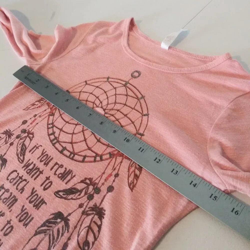 Beautees girl's size L pink and gray long sleeve blouse